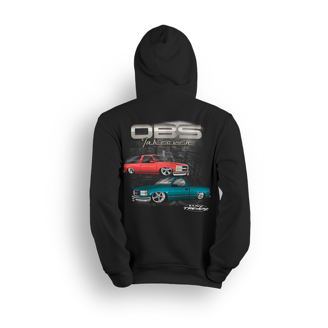 Hoodie featuring a slammed Chevy Tahoe and single-cab OBS set against a dark urban backdrop. A tribute to the trucks that sparked the Low Trendz movement, this hoodie is built for those who live and breathe the custom truck scene.