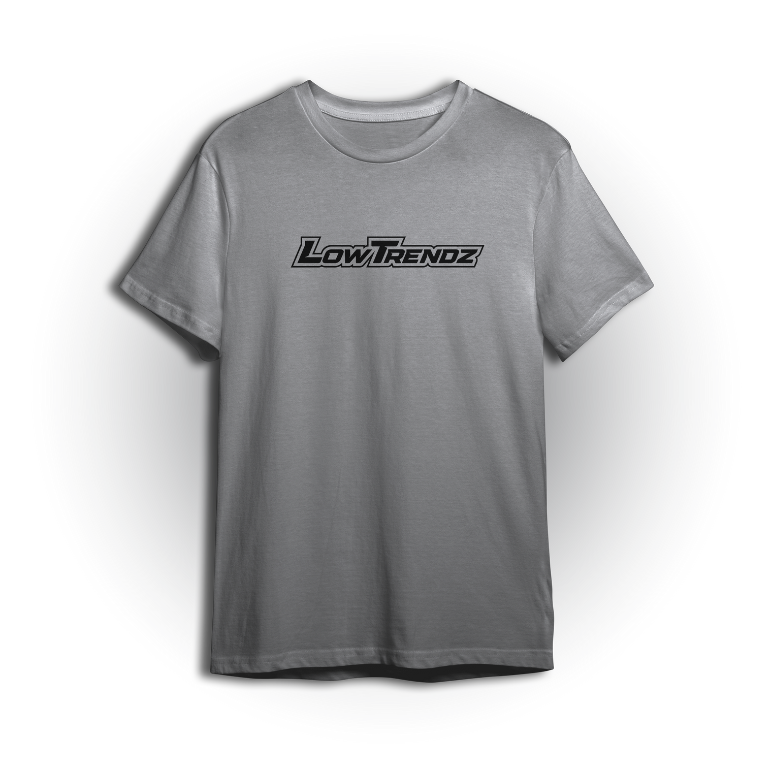 T-shirt featuring the signature Low Trendz logo centered on the chest. Simple, bold, and made for custom truck fans, this t-shirt comes in gray to match any fit from meets to garage days.