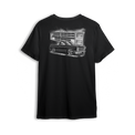T-shirt featuring a black Squarebody C10 dropped low with a stylized illustration of its iconic front end in the background. Bold Chevy vibes, clean stance, and street-ready attitude make this t-shirt a true nod to the custom truck scene.