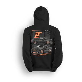 Hoodie featuring Tony Galnares’ 2019 Chevy Silverado SWB, blacked out, body dropped, and sitting on custom 28-inch copper wheels. A SEMA-featured short bed with bold stance and street-ready presence, built to lead the scene.