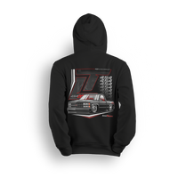 Big Block 454 SS hoodie featuring a lowered OBS 454 SS with bold red pinstripes, clean lines, and muscle truck styling. A tribute to the golden era of horsepower and custom builds, this hoodie is perfect for showing off at meets and events.
