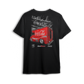 T-shirt featuring a slammed Coke delivery truck in front of a vintage soda crate backdrop. A Da Shop x Low Trendz collab, this t-shirt blends nostalgic style with custom truck attitude for true streetwear fans.