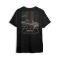 T-shirt featuring a murdered-out Chevy OBS laid out over a retro gold grid, with clean lines, bold stance, and vintage-inspired striping. This t-shirt pays homage to the golden era of custom trucks with smooth, standout style.