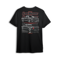 T-shirt featuring a murdered-out Chevy single cab shown front and back with a slammed stance, layered Low Trendz logos, and a sharp grid floor. This t-shirt delivers clean, aggressive style for fans of true custom builds.