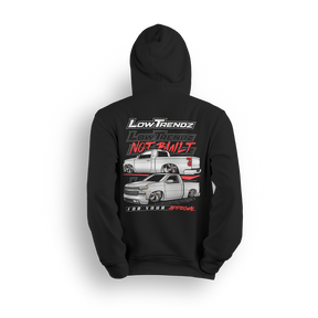 Hoodie featuring a slammed Silverado with razor-sharp detail, clean stance, and bold wheels. The Not Built For Your Approval hoodie delivers unapologetic style and street attitude for those who build to dominate, not to please.