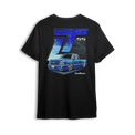 T-shirt featuring a custom blue single cab Silverado with deep lip wheels, slick body lines, and SS styling. Backed by layered SS graphics, ghosted wheel shots, and a bold LT logo, the Blue SS t-shirt brings show-ready attitude and street power.