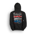 Hoodie featuring a stacked lineup of slammed Chevy single cabs from squarebody to OBS, cat eye to new gen. The Chevy Timeline hoodie highlights the evolution of custom truck style while celebrating the lasting strength of the scene.