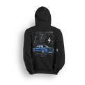 Hoodie featuring a slammed K2 Chevy Silverado crew cab with a clean blue finish, aggressive stance, and oversized LT branding. Set in a sharp grayscale layout with subtle reflections, the K2 Slammed hoodie delivers pure street style for clean build enthusiasts.