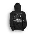 Hoodie featuring a slammed K2 Chevy Silverado crew cab with a clean white finish, aggressive stance, and oversized LT branding. Set in a sharp grayscale layout with subtle reflections, the K2 Slammed hoodie delivers pure street style for clean build enthusiasts.