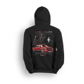 Hoodie featuring a slammed K2 Chevy Silverado crew cab with a clean red finish, aggressive stance, and oversized LT branding. Set in a sharp grayscale layout with subtle reflections, the K2 Slammed hoodie delivers pure street style for clean build enthusiasts.