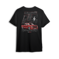 T-shirt featuring a slammed K2 Chevy Silverado crew cab with a clean red finish, aggressive stance, and oversized LT branding. Set in a sharp grayscale layout with subtle reflections, the K2 Slammed t-shirt delivers pure street style for clean build enthusiasts.