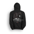 Hoodie featuring a slammed K2 Chevy Silverado crew cab with a clean black finish, aggressive stance, and oversized LT branding. Set in a sharp grayscale layout with subtle reflections, the K2 Slammed hoodie delivers pure street style for clean build enthusiasts.