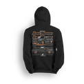 Hoodie featuring Tony Galnares’ 2019 Chevy Silverado SWB, blacked out and body-dropped on custom copper 28s. SEMA-level detail and street-ready stance make the Built Different hoodie a bold tribute to one of the scene’s most iconic builds.