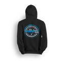 Hoodie featuring a blue slammed squarebody Chevy C10 with polished wheels and a clean low stance, finished with a circular Squarebody Takeover stamp and LT branding. This hoodie honors timeless style and true C10 scene royalty.