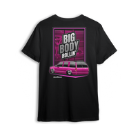 T-shirt featuring Mike Batty’s custom four-door Tahoe known as the Retro Hoe, bagged and bodied on polished 22-inch billets. With bold graphics and StreetTrucks Magazine feature energy, the Big Body Rollin’ t-shirt celebrates full-size style and low street presence.