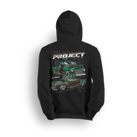 Project Five Bar hoodie with 1952 green Chevy truck inspired by father and son build in Maryland