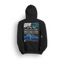 Blue OBS Steel Chevy hoodie featuring a slammed cobalt blue truck with billet wheels and bold front and side view graphic by LowTrendz