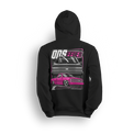 Pink OBS Steel Chevy hoodie featuring a slammed pink truck with billet wheels and bold front and side view graphic by LowTrendz
