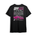 Pink OBS Steel Chevy t shirt featuring a slammed pink truck with billet wheels and bold front and side view graphic by LowTrendz