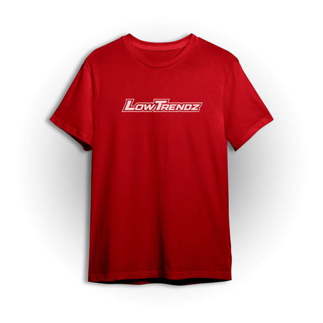 T-shirt featuring the signature Low Trendz logo centered on the chest. Simple, bold, and made for custom truck fans, this t-shirt comes in red to match any fit from meets to garage days.