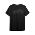 Midnight City Tee front - tonal Low Trendz script across the chest