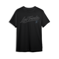 Midnight City Tee front - tonal Low Trendz script across the chest
