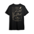 LT Nation tee back print - three generations of trucks under an American flag