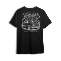 Living Airless tee back print - slammed squarebody with STATIC lettering