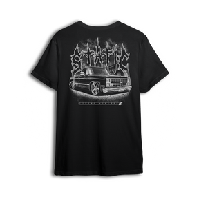 Living Airless tee back print - slammed squarebody with STATIC lettering